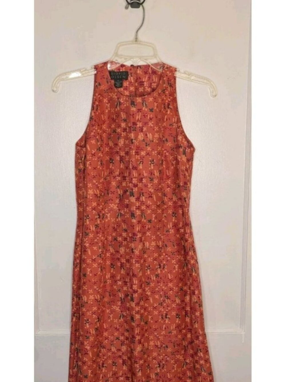Size 6 Sigrid Olsen 100% Silk Peach Patterned Dress